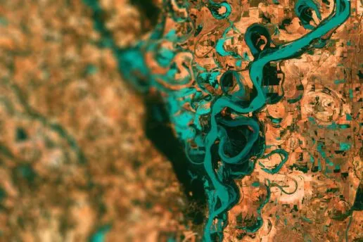 Blue orange aerial shot