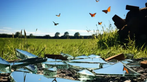 Broken glass and butterflies